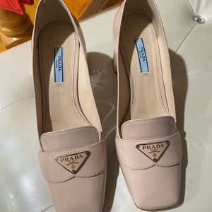 prada nude/light pink square toe heels